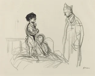 病院で兵士に見舞われた母と子、c。 19141919.