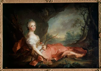 ルイ15世の娘、ダイアン姿のフランスのアデライド夫人（1732～1799年）の肖像 ジャン・マルク（Jean-Marc）・ナティエ（1685～1766年）の絵画 18世紀 日 1,04x1,41 m