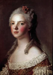 マダム・アデレードと呼ばれるフランスのマリー・アデレード（1732～1799年）の肖像 ルイ15世の娘 ジャン・マルク（Jean-Marc）・ナティエ（1685～1766年）の絵画 1750年 日 0,54x0,42 m