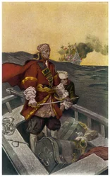 ウェールズの海賊であるヘンリー・モーガン（1635-1688）の肖像 J・N・マルシャン（1883-1941）によるイラスト 1903年の「Sir Henry Morgan Buccaneer」より