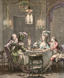 Le supper fin - モローの彫刻 Jean Michel, le Jeune (1741-1814) - グルメな晩餐 Isidore Stanislas Helman (1743-1809) 1781年 モロー、若き日のジャン・ミシェル（1741-1814）の後に彫刻されたもの。