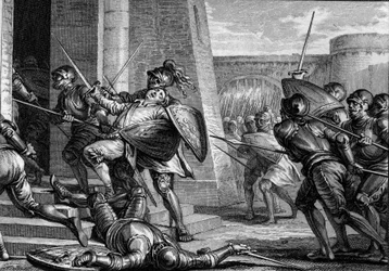 フランス公爵ロバート・ザ・フォート（815-866年頃）は、866年のブリサルトの戦いで、ブルトン人とヴァイキングを組み合わせた軍勢とフランク人を戦わせた。ジャン・ミッシェル・モロー（モロー・ル・ジュン）（1741-1814）によるエングレーヴィング