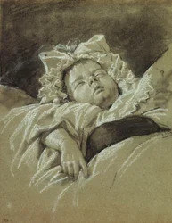 眠っている子供の頭、
