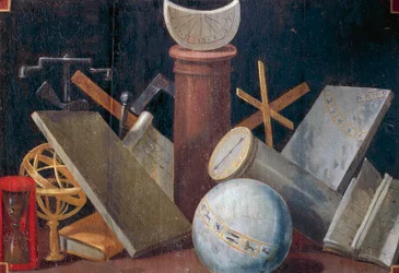 科学・天文機器、1620年頃、ジャン・モズニエ（1600-1656）によるパネル画。フランス、ロワール＝エ＝シェール県、ボーレガード城