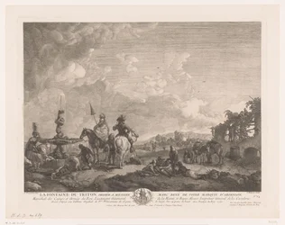 噴水のある風景 La Fontaine du Triton (オブジェクトのタイトル) Philips Wouwermanによる絵画の後の版画（シリーズタイトル） Works of Ph.pe Wouwermans Hollandois (シリーズタイトル)