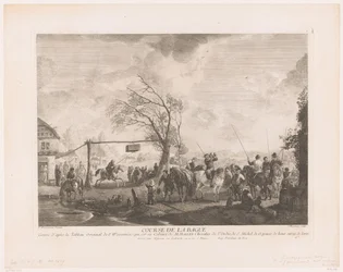 村の宿屋のリングサイン クール・ド・ラ・バゲ (オブジェクトのタイトル) Philips Wouwermanによる絵画の後の版画（シリーズタイトル） Works of Ph.pe Wouwermans Hollandois (シリーズタイトル)