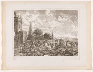 家の前で出発する狩猟隊 Partie de Chasse pour le Vol Philips Wouwermanによる絵画の後の版画（シリーズタイトル） Works of Ph.pe Wouwermans Hollandois (シリーズタイトル)