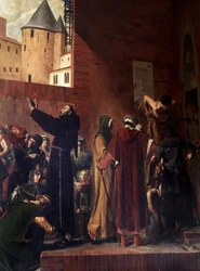 Delivrance des embmures de Carcassonne 1303年8月、カルカッソンヌとアルビの人々は、異端審問の地下牢から、そこに収容されていた多くの囚人たちを引きずり出すためにやってきた - ベルナール・デリキューは、彼の演説が楽しませてくれた群衆を封じ込めようとした - 改革