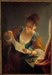 手紙を読む若い女性 ジャン・ラオウ（1677-1734）作 18世紀