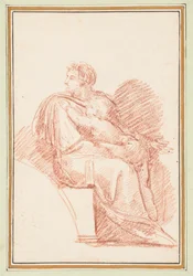 ミケランジェロのシスティーナ礼拝堂の天井からキリストの先祖であるジェコニアを腕に抱くジョサイア