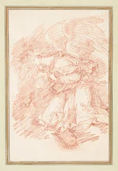 ひざまずく翼のある姿