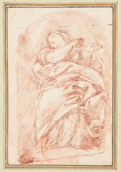 ニッチに座っている女性像