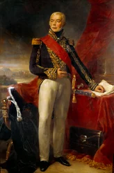 フランス侯爵タラント公エティエンヌ・ジャック・ジョセフ・アレクサンドル・マクドナルド（1765-1840）の足元の肖像 画：ジャン・セバスチャン・ルイヤール（1789-1852） 1837年 日光2,23x1,43 m