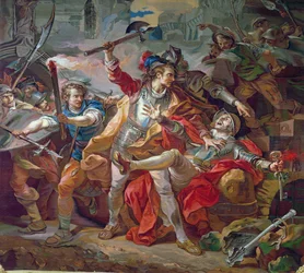 エティエンヌ・マルセルの殺害（1316-58年頃）、ゴブラン織タペストリーの下絵、1783年