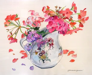 リモージュの春の花 デュ・バリー・クリーマー （紙に水彩、インク）