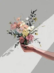 手に花