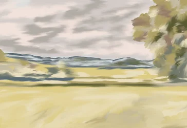 なだらかな丘陵の風景