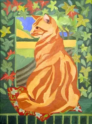 猫1、2014年（キャンバスにアクリル画）
