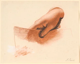 一枚の紙を持っている男の右手の研究。 アンカー家の肖像画の習作