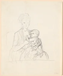 ソフィー・マグダレン・レーベン伯爵夫人、旧姓フォン・クァレンと長男、1784年生まれの肖像画の草案