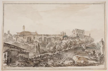 城壁に囲まれた宮殿と教会の街並み