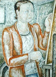 自画像、1928年頃（油彩、ジェッソボード）