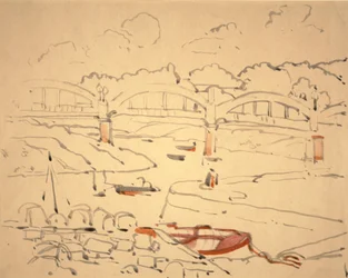「The Book of Bridges」のイラスト、1911年頃（紙に水彩とインク）