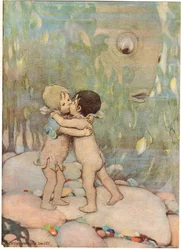 トムとエリー、牧師チャールズ・キングズレーによる「The Water Babies」のイラスト（カラーリソ）