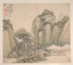様々な画家の様式による風景画、1716年（12葉のアルバム、紙にインクと彩色）