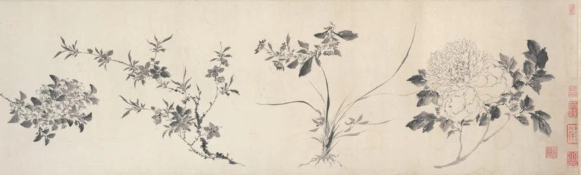 四季の花々、明朝