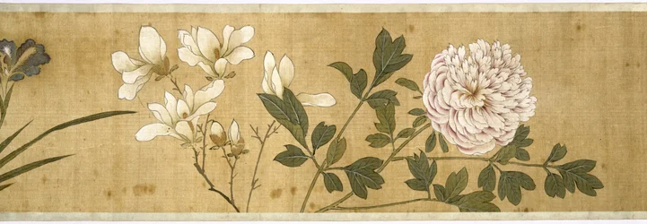 百花、17世紀初頭（シルク塗装）（詳細）