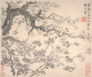梅の花、1757 年の日付。