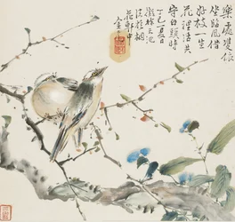 一対の中国産ヒヨドリの鳥 1857年