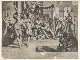 バイアスを流す裁判官、Thronus Justitiæ のプレート IX、1605 年