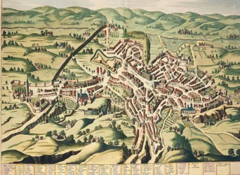 イタリア、ペルージャ、ウンブリア州、地図、Joan Blaeuの「Theatrum Civitatum et Admirandorum Italiae」からのエングレーヴィング。