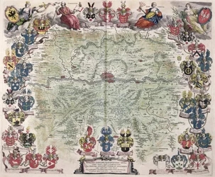 フランクフルトとその周辺地域の地図、「Nova Hanc Territori Francofurtensis Tabulum」、1649