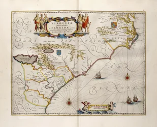 バージニア州とフロリダ州の地図、1667年