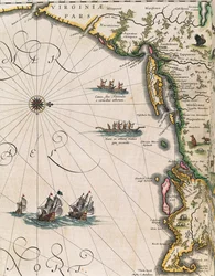 バージニア州沿岸の地図（Joan Blaeu著「Theatrum Orbis Terrarum」より