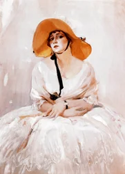 スペインの歌手・女優ラケル・メレル（1888-1962）の肖像。部分。ホアキン・ソローリャ（1863-1923）による絵画。1919年。マドリード。ソローリャ美術館。