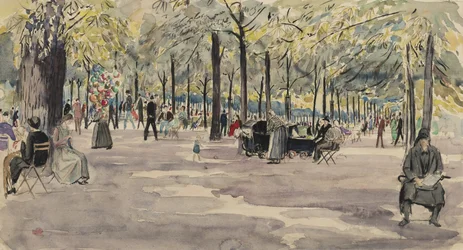 チュイルリー庭園、パリ、1925年頃（紙にインクとトイレ）