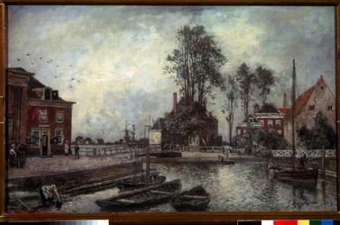 キャナルキー（運河の堤防）。 Johan Barthold Jongkind (1819-1891) の絵画