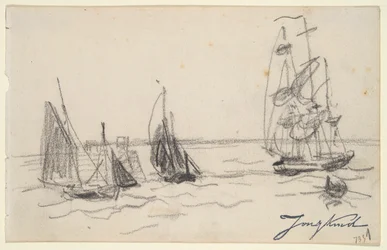 小型ヨットとスリーマスター