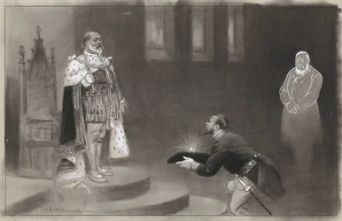 De Amsterdammer: The gift of the Transvalers for King Eduard のイラストのデザイン