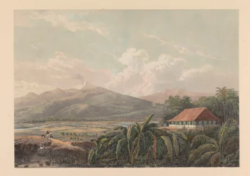 Tjileboet のビュー 国 Tjiliboet のビュー。 アシスタント レジデンス ブイテンゾルグ A.サルムによる絵と素描の後のJava（シリーズタイトル）