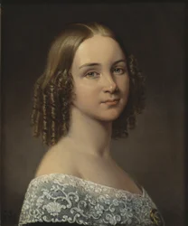 ジェニー（ヨハンナ・マリア）・リンド - ソプラノ歌手ジェニー・リンド（1820-1887）の肖像、サンドベリ、ヨハン・グスタフ（1782-1854）によるものです。木に油彩、1844年以降。寸法：24x19cmストックホルム国立博物館