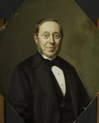 Johannes Cornelis van Pappelendam (1810-1884) の肖像画。 アーティスト兼アートディーラー。 ヴァン デル フープ博物館の館長