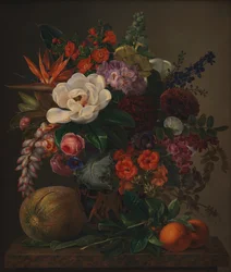 花瓶の花、ソレンテ 1834年（油彩・カンヴァス）