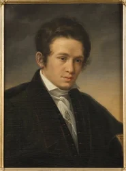 詩人カール・アウグスト・ニカンデル（1799-1839）の肖像、ソーダーマーク、オロフ・ヨハン（1790-1848）作。油彩・キャンバス