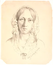 若い女性のポートレート、片面。 ルイーズ・マリー・ネルガード (1816-1895) を代表する可能性がある