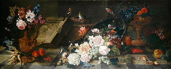 花と果実のある静物画、1785-87年頃（油彩・キャンバス）